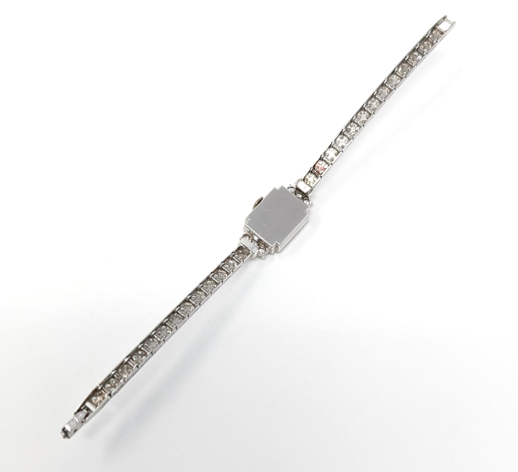 Antique Platinum Diamond Omega Ladies Wrist Watch Vintage Art Deco en vente 1