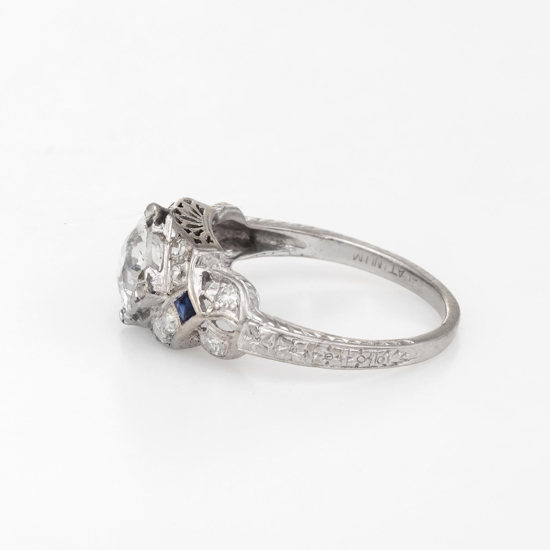 Antiker antiker Platin-Diamant-Ring Art Deco 1,24 Karat Vintage Fine Jewelry (Alteuropäischer Schliff)