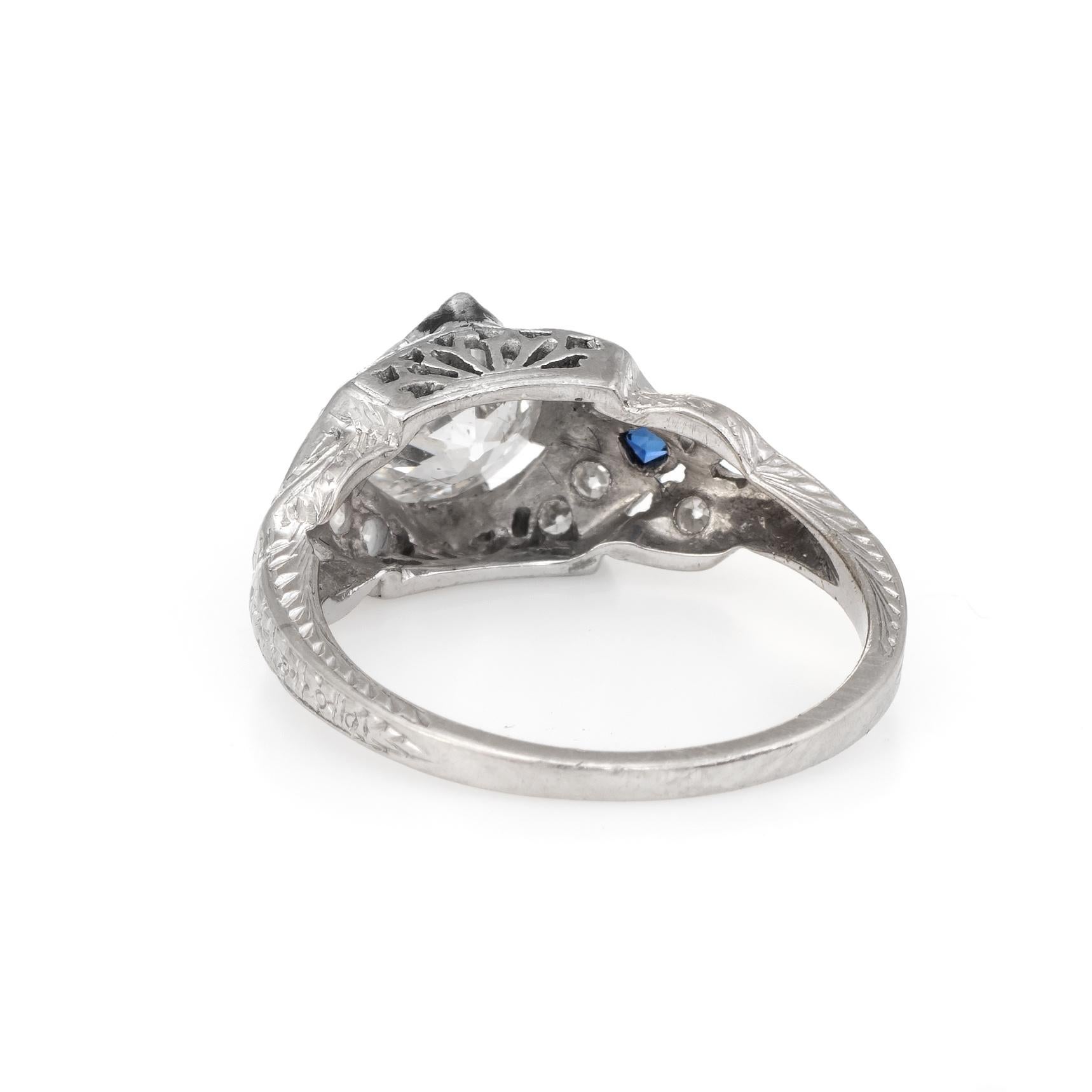 Antiker antiker Platin-Diamant-Ring Art Deco 1,24 Karat Vintage Fine Jewelry im Zustand „Gut“ in Torrance, CA
