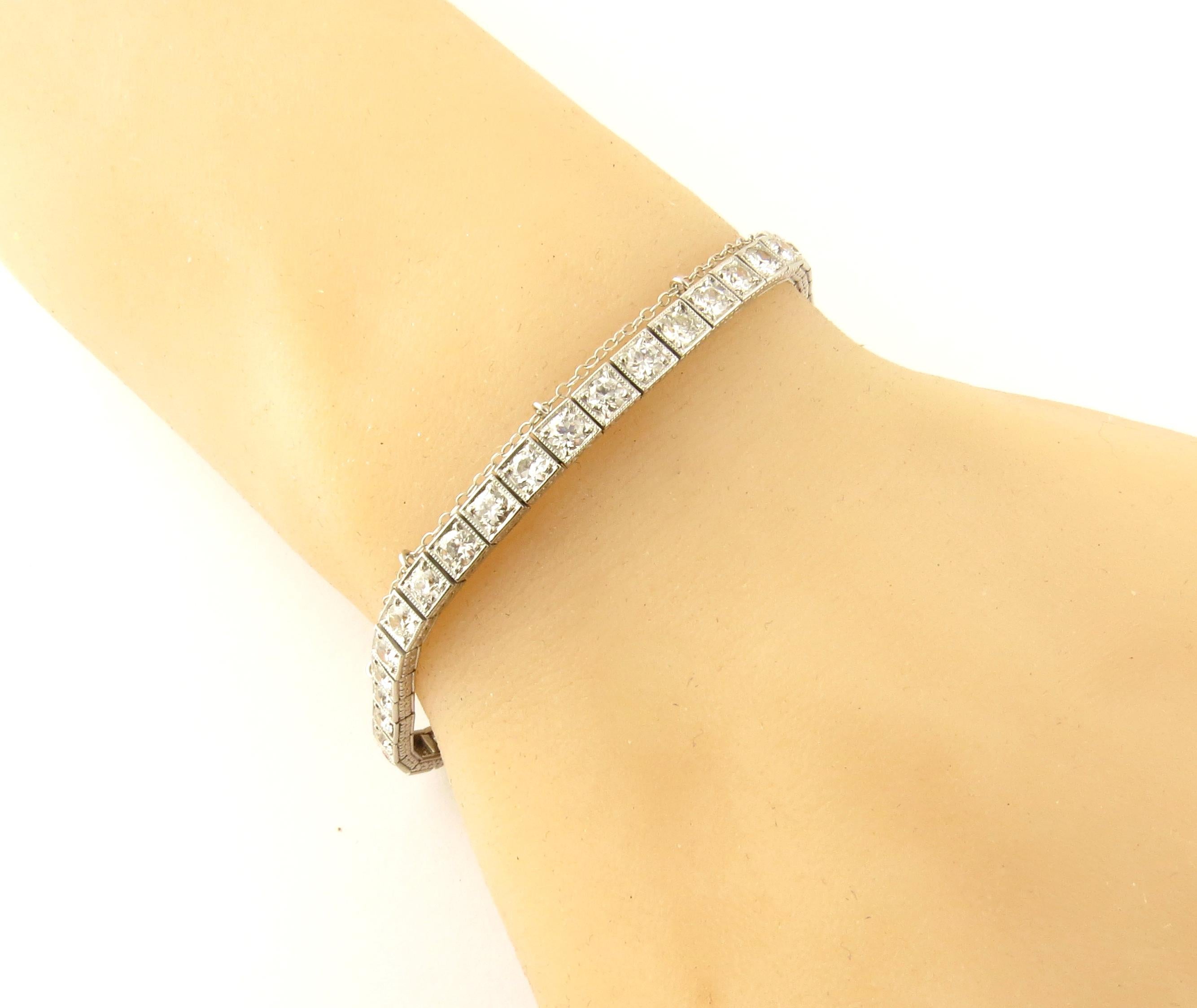 Antique Platinum Diamond Tennis Bracelet 4.4 Carat 6