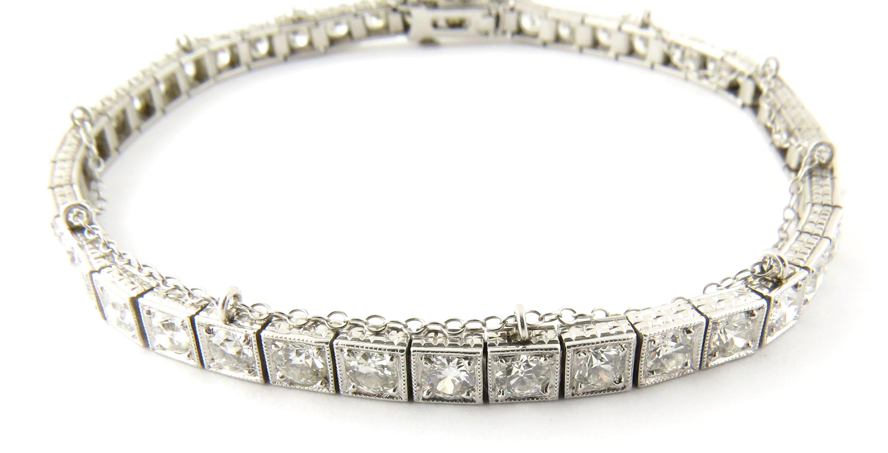 Antik-Platin-Diamant-Tennisarmband 4::4 Karat für Damen oder Herren