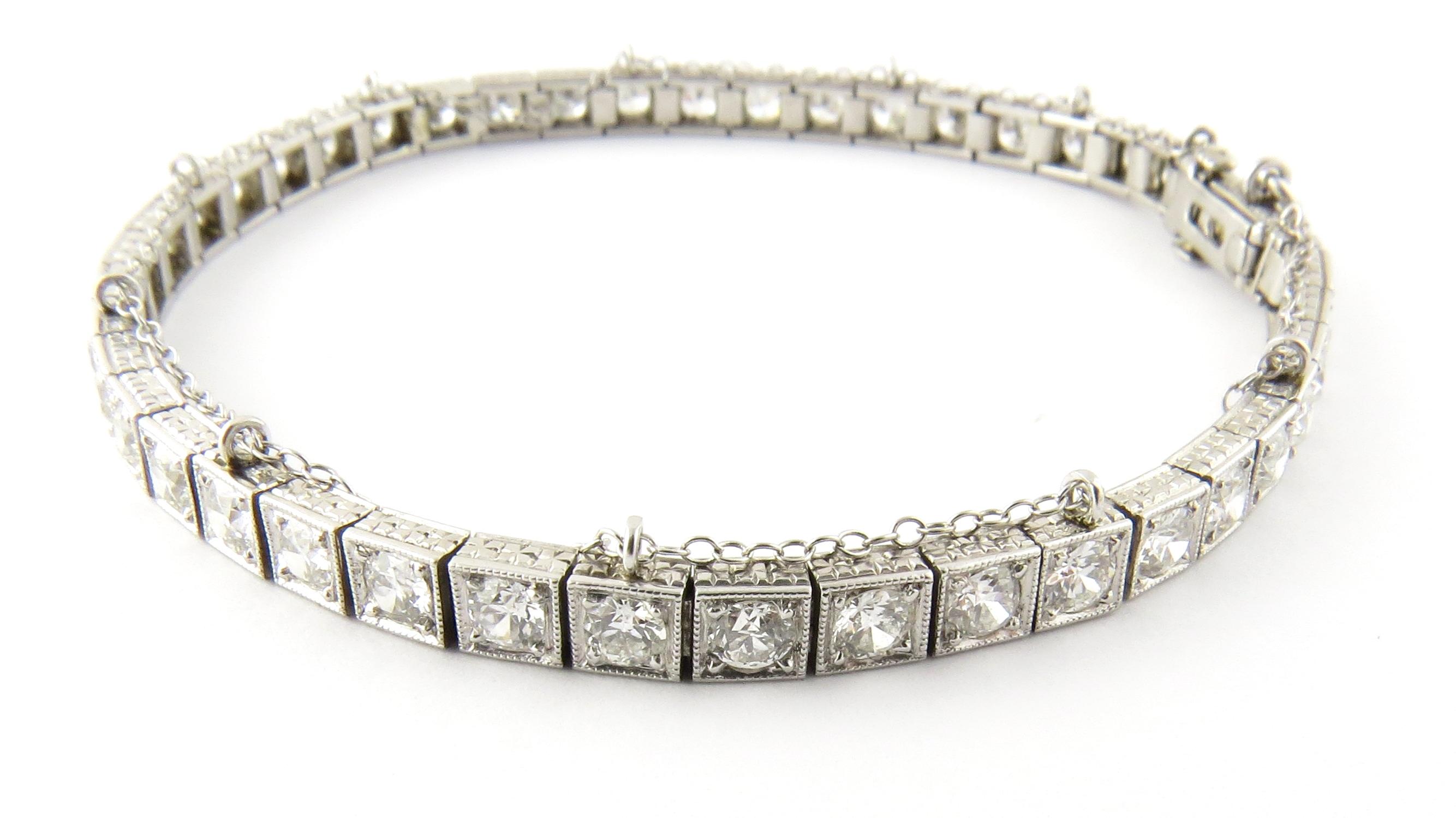 Antique Platinum Diamond Tennis Bracelet 4.4 Carat In Excellent Condition In Washington Depot, CT