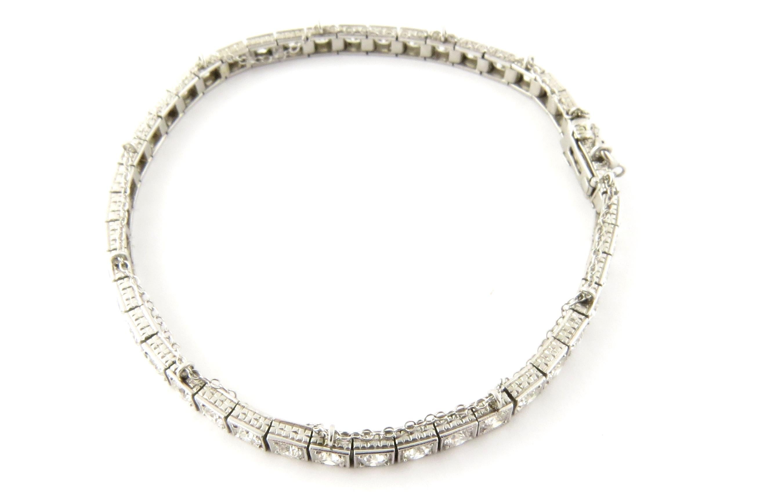 Women's or Men's Antique Platinum Diamond Tennis Bracelet 4.4 Carat
