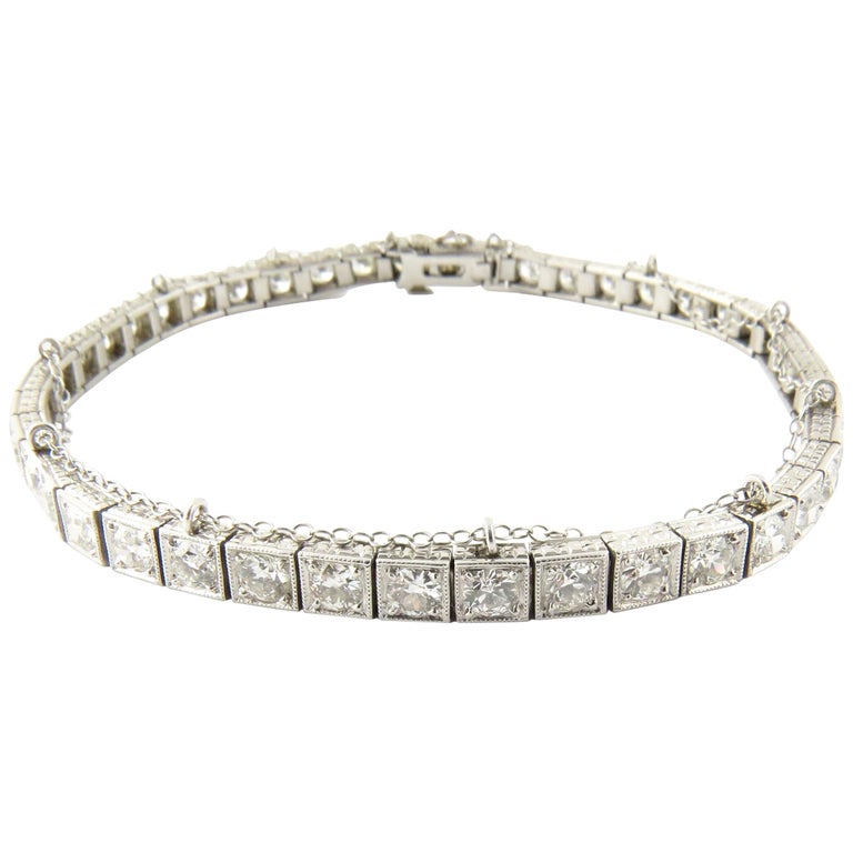 Antique Platinum Diamond Tennis Bracelet 4.4 Carat at 1stDibs | antique ...