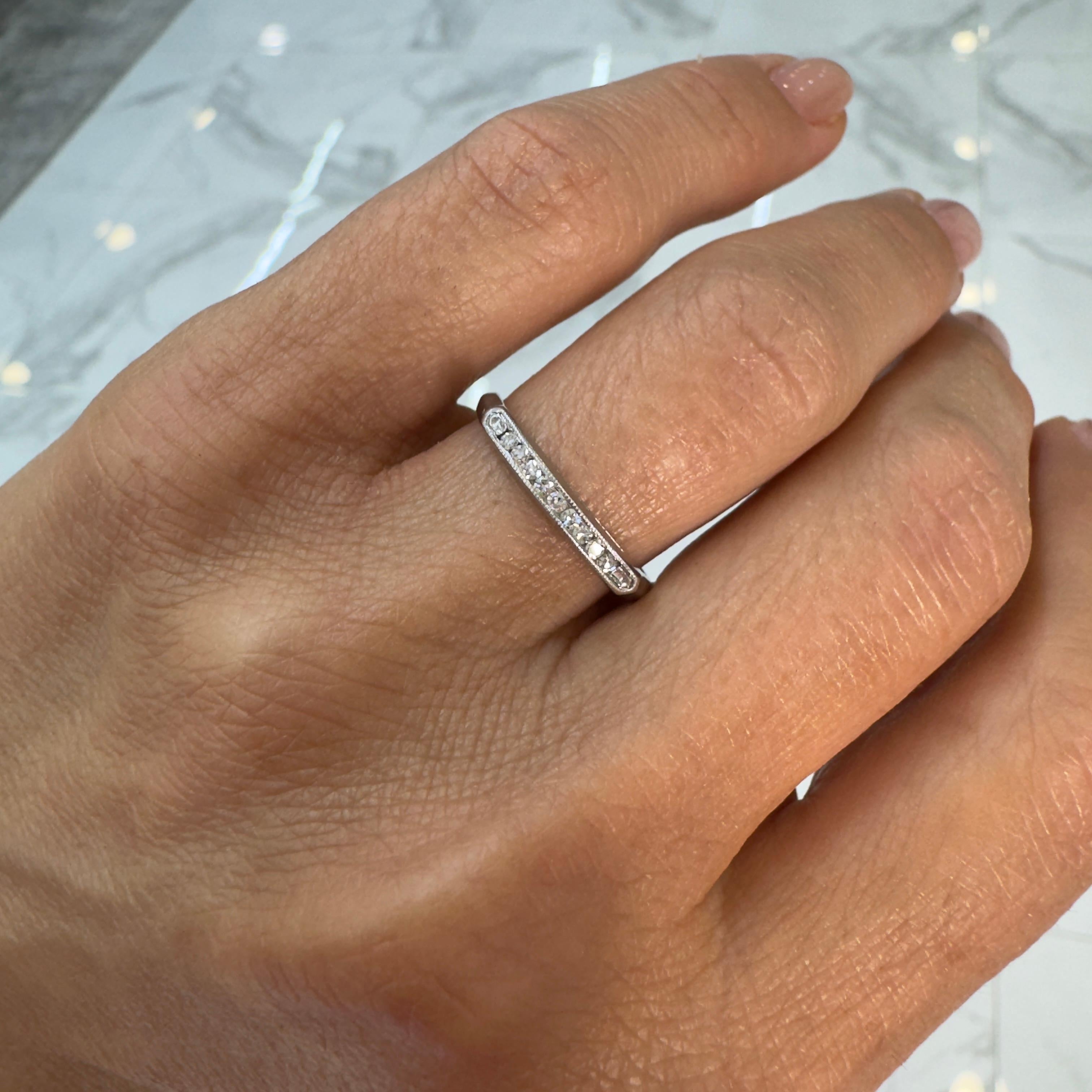 Antique Platinum Diamond Wedding Band Ring 1