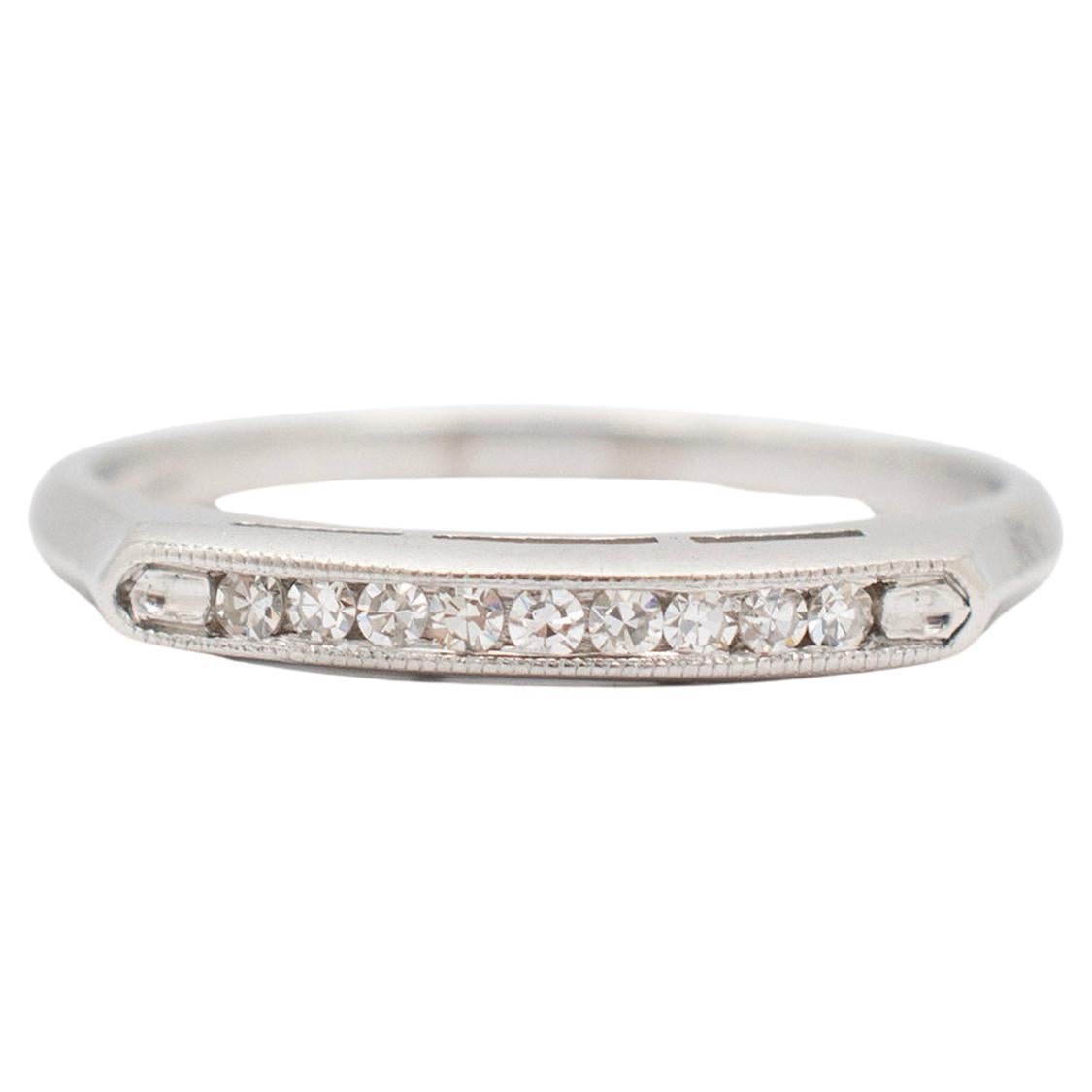 Antique Platinum Diamond Wedding Band Ring For Sale