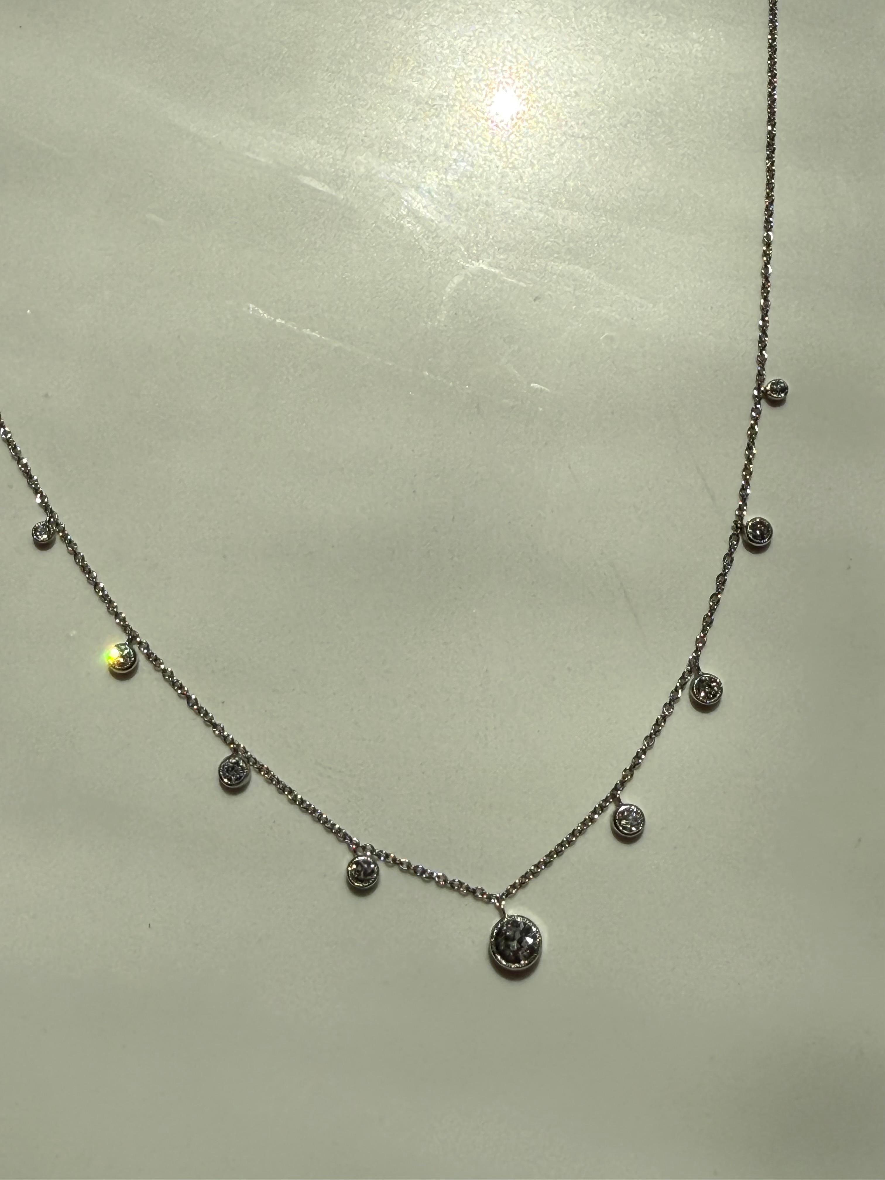 Collier ancien à franges en platine et diamants au mètre - 1,10 carat. Unisexe en vente