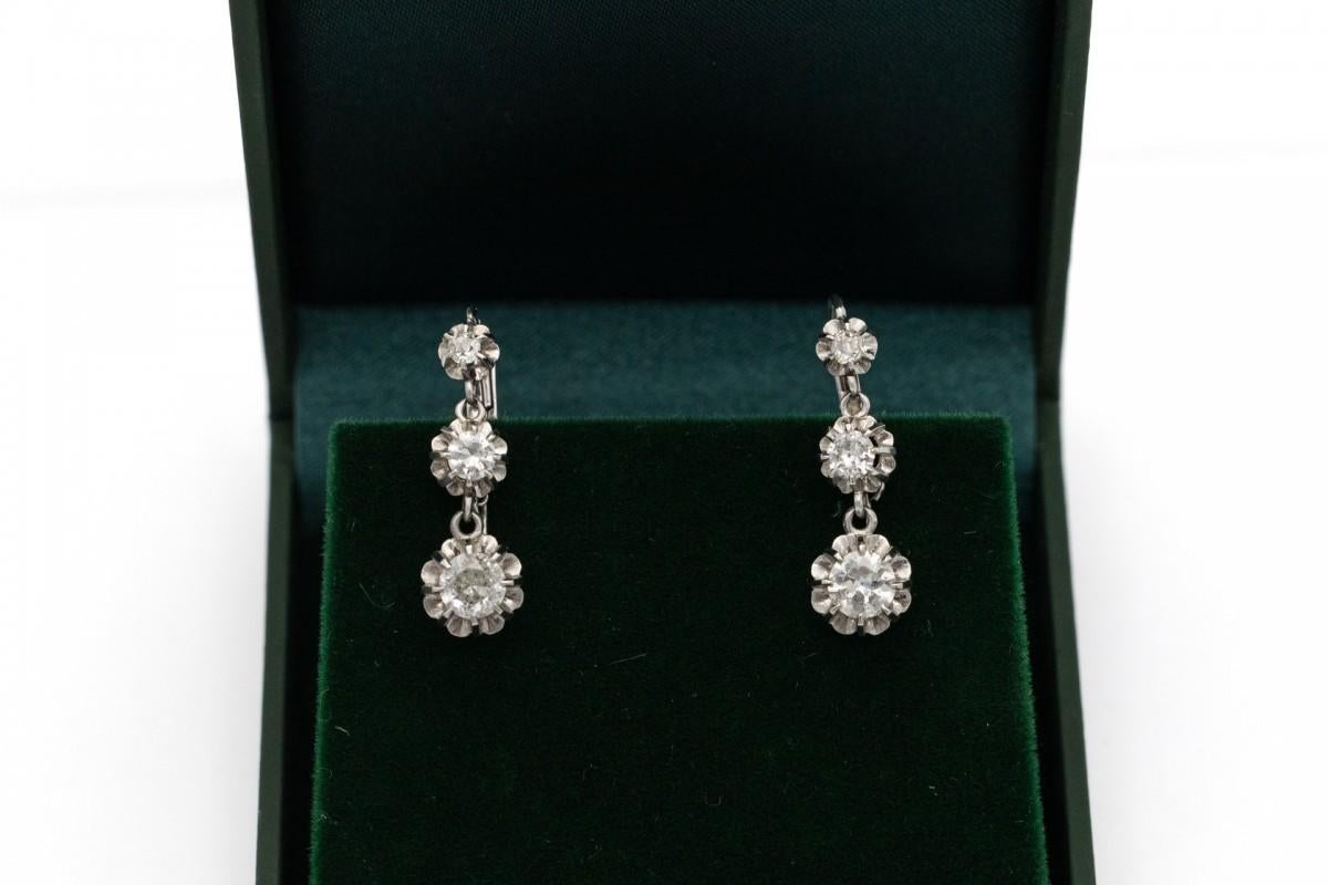 Old European Cut Antique platinum earrings with diamonds 1.85ct, France, early 20th century. For Sale