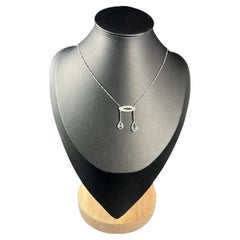Antique Platinum, Edwardian Aquamarine & Diamond Lavalier Pendant Necklace
