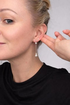 Antique Platinum, Edwardian Pearl & Diamond Drop Earrings
