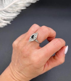 Antique Platinum, Edwardian Sapphire and Diamond Marquise Ring