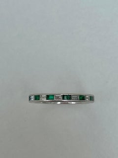 Antique Platinum Emerald and Diamond Full Eternity Band Ring