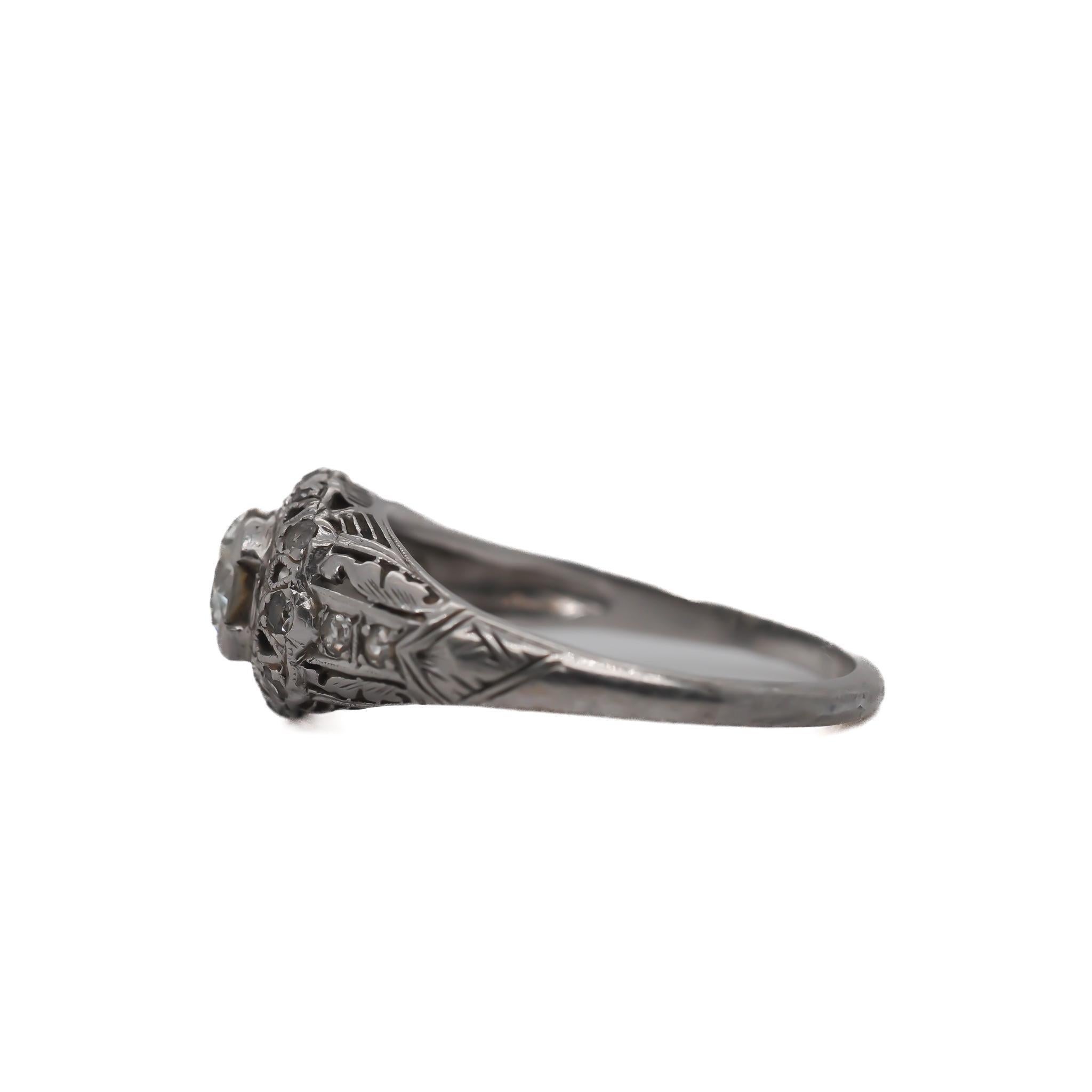 Antique Platinum Engagement Ring .70cttw w/ Old European Cut Diamond from 1930's In Good Condition For Sale In Hicksville, NY