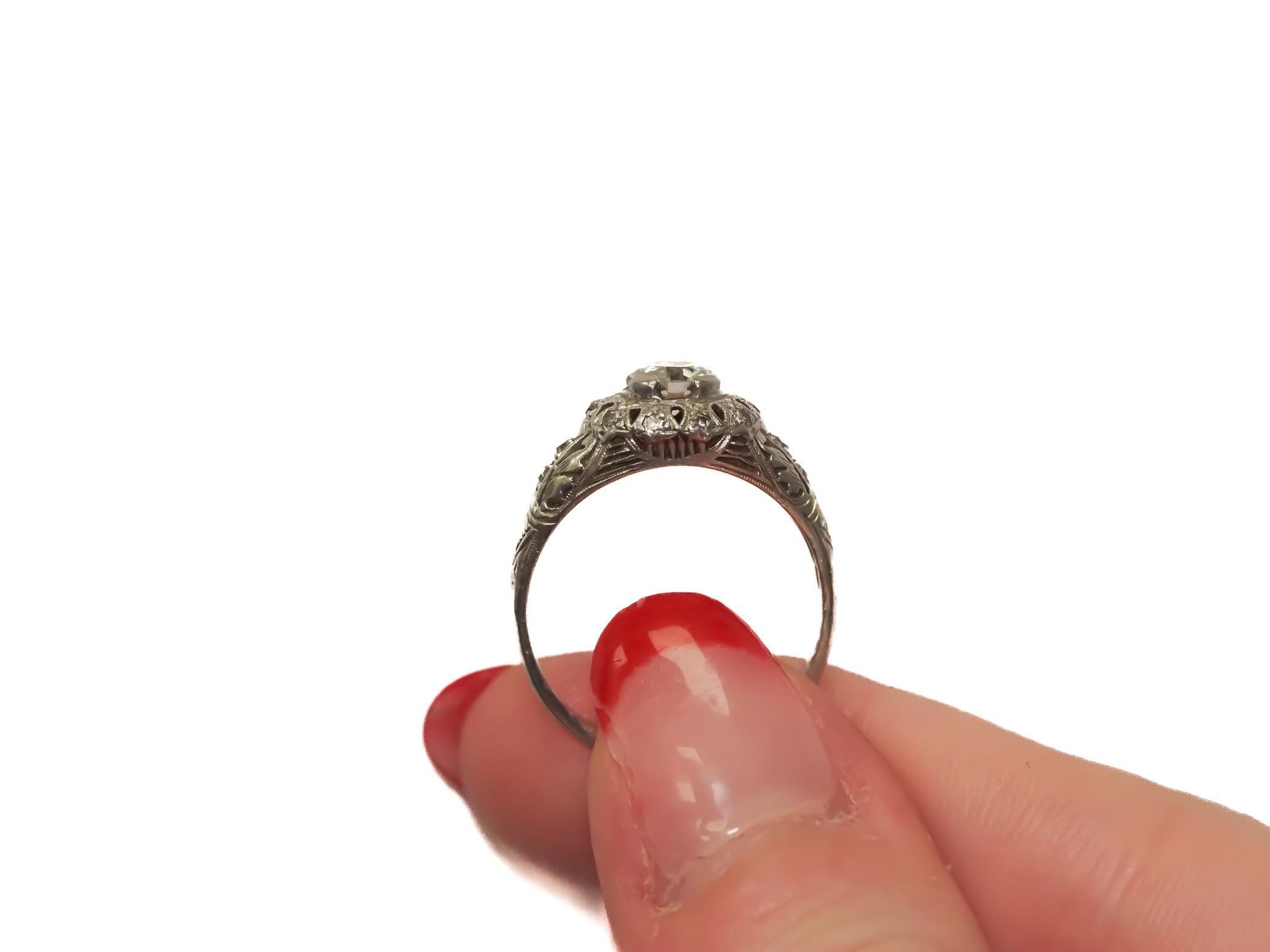 Women's Antique Platinum Engagement Ring .70cttw w/ Old European Cut Diamond from 1930's For Sale