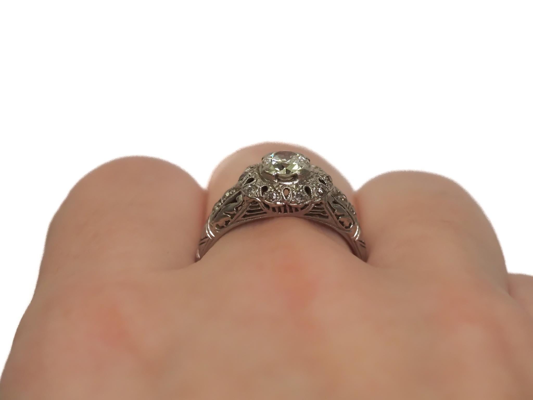 Antique Platinum Engagement Ring .70cttw w/ Old European Cut Diamond from 1930's For Sale 1