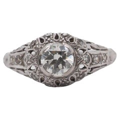 Antike Platin Verlobungsring .70cttw w / Old European Cut Diamond aus 1930er Jahren