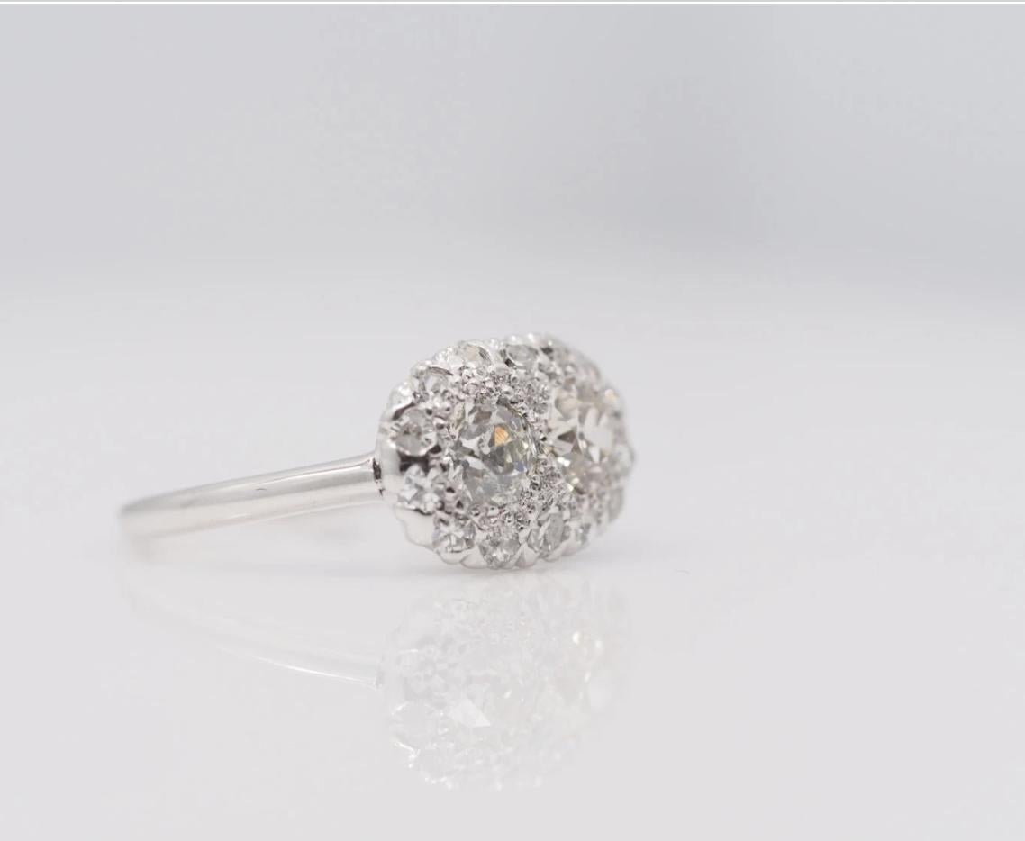 Edwardian Antique Platinum Engagement Ring with 1.00cttw Old European cut Diamonds VEG #78 For Sale