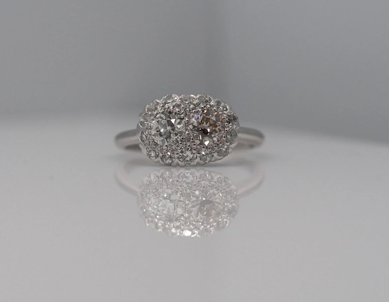 Antiker Verlobungsring aus Platin mit 1,00cttw Diamanten im alteuropäischen Schliff VEG #78 für Damen oder Herren im Angebot