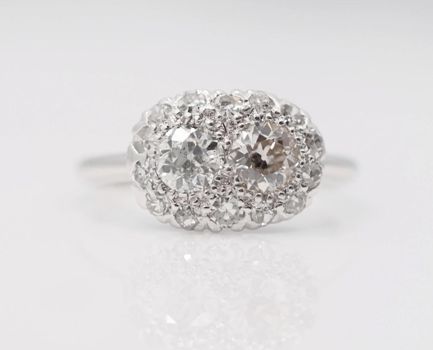 Antiker Verlobungsring aus Platin mit 1,00cttw Diamanten im alteuropäischen Schliff VEG #78 im Angebot 1