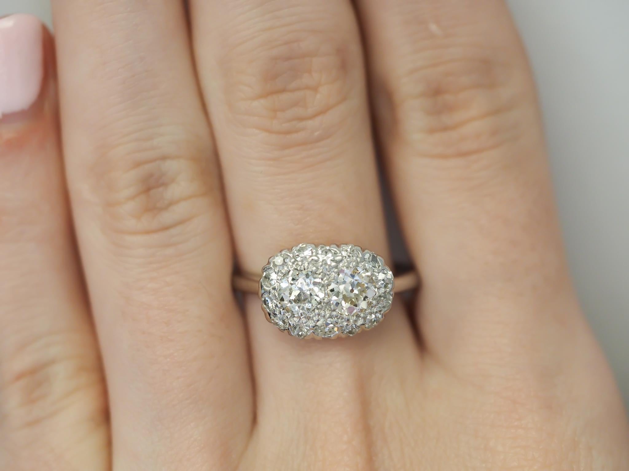 Antique Platinum Engagement Ring with 1.00cttw Old European cut Diamonds VEG #78 For Sale 1