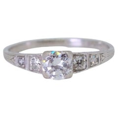 Antique Platinum European Old Cut Diamond Ring