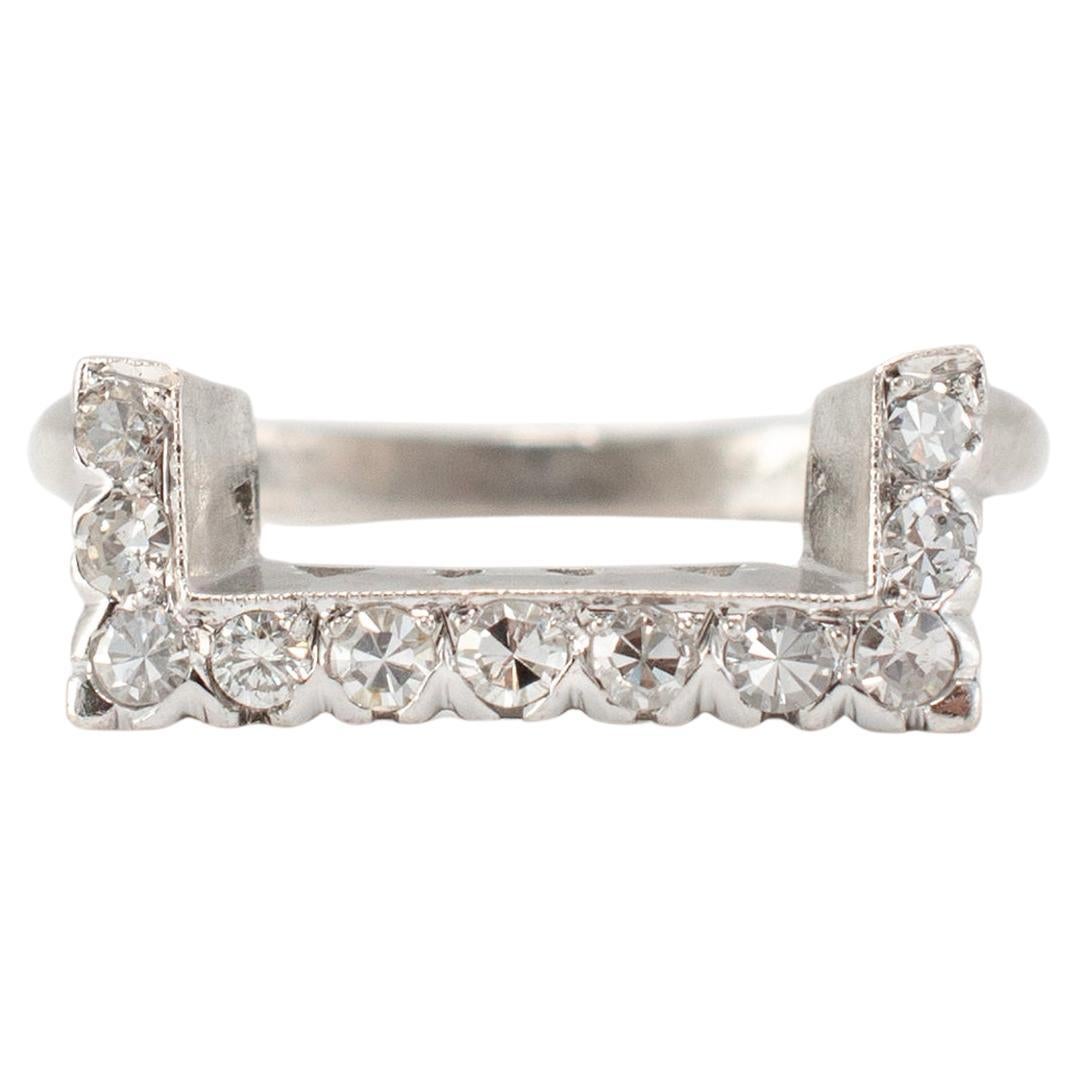 Antique Platinum Filigreed Single Cut Diamond Wedding Band For Sale