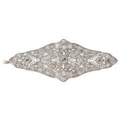 Antiguo Colgante Broche de Platino Filitgreed Diamante talla europea antigua