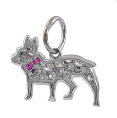 Antique Platinum Gemset French Bulldog Charm