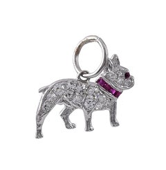 Antique Platinum Gemset French Bulldog Charm