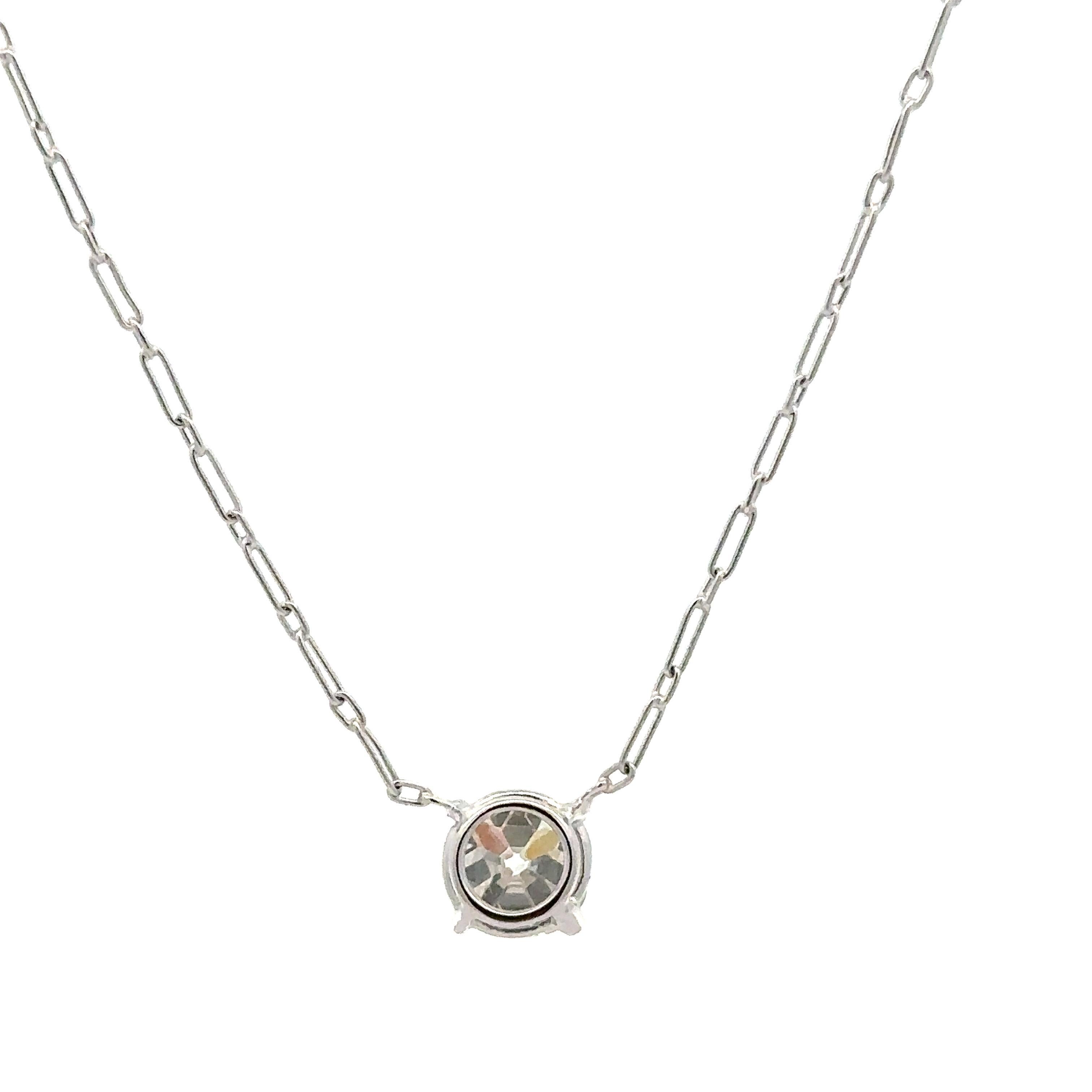 Antique Platinum GIA 1.20ct Old Mine Diamond Solitaire Pendant Handmade Necklace In Excellent Condition For Sale In Montclair, NJ