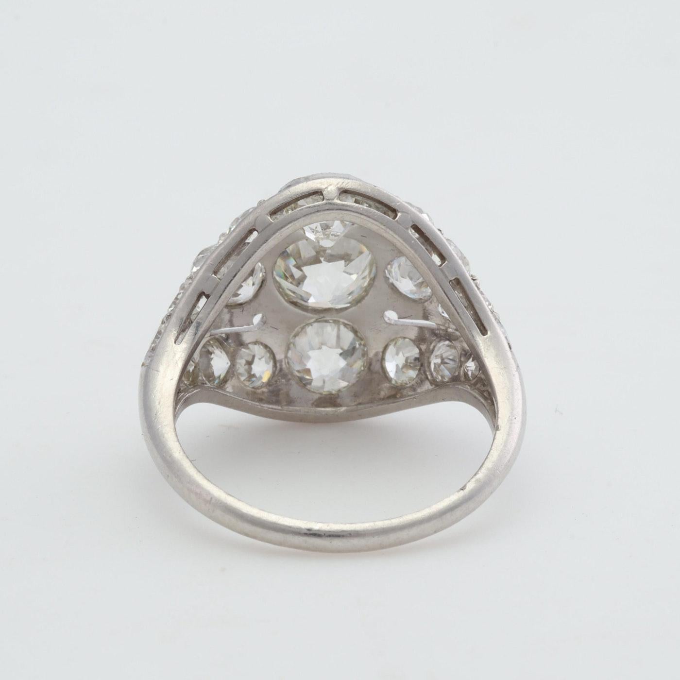 Antique Platinum GIA Old European Cut Diamond Ring, 3.58 Carat In Good Condition In Addison, TX