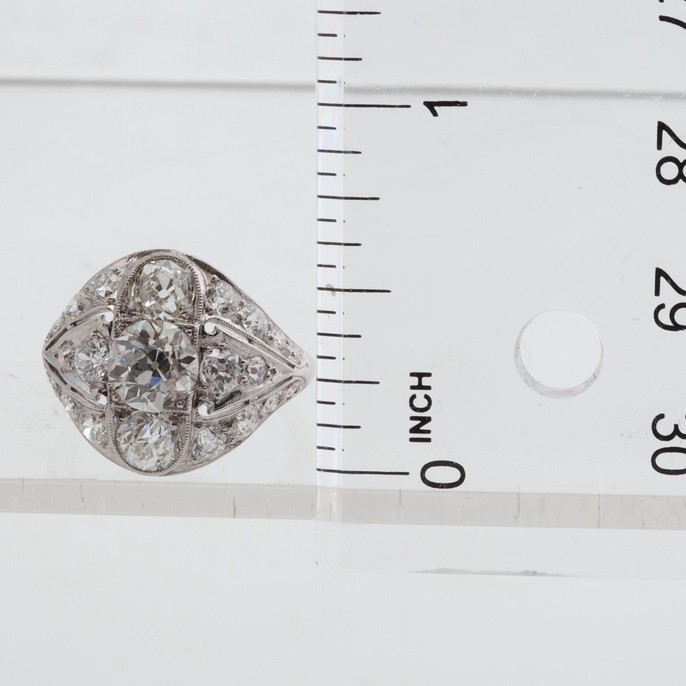 Antique Platinum GIA Old European Cut Diamond Ring, 3.58 Carat 4
