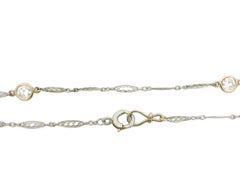 Antique Platinum & Gold 1.80ctw Diamond 30" Filigree By The Yard Link Necklace