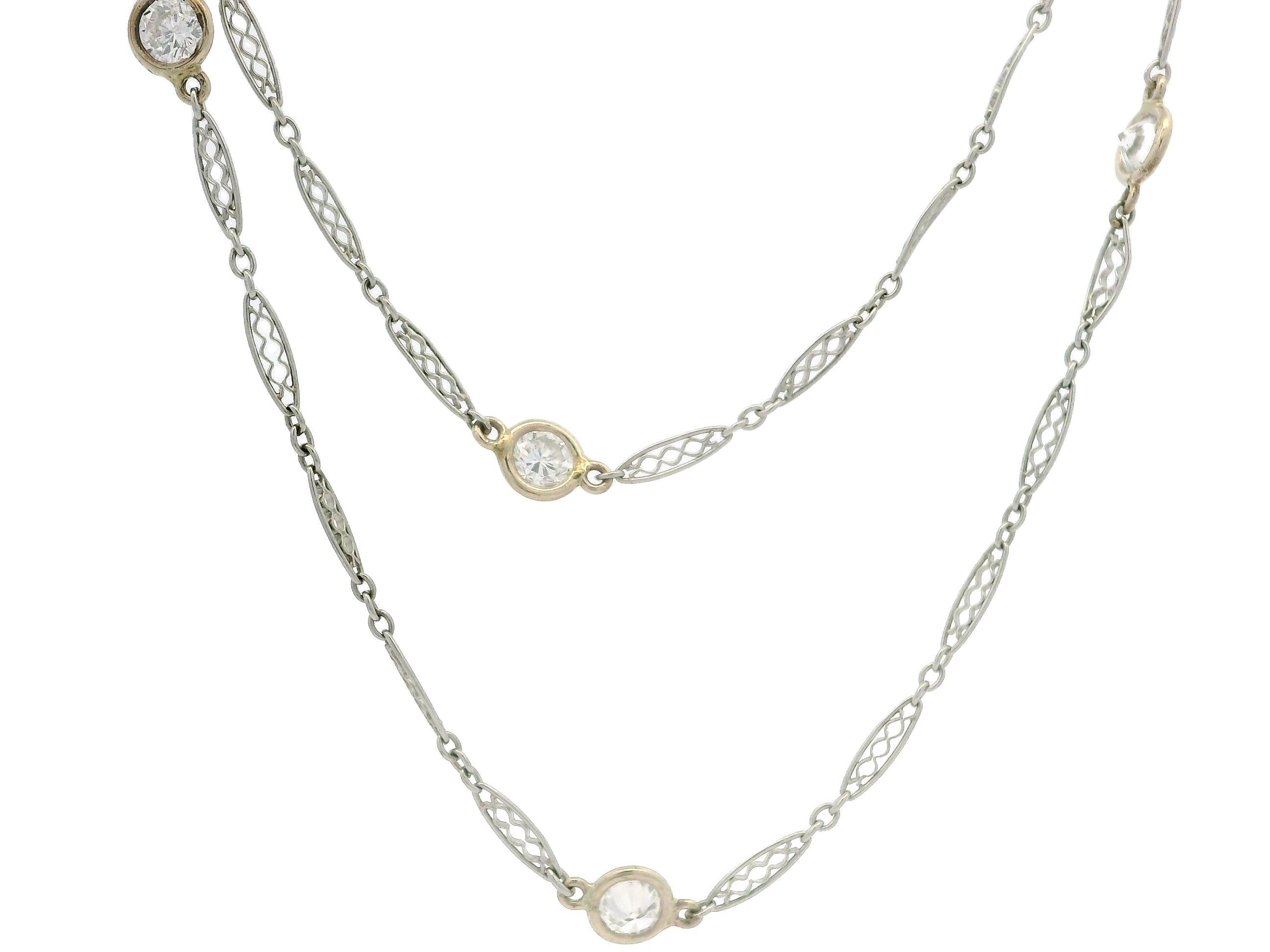 Donna Collana antica in platino e oro con diamante da 1,80 ct. da 30