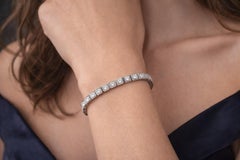 Antique Platinum & Gold 7ctw Old Cut Diamond Engraved Line Tennis Bracelet
