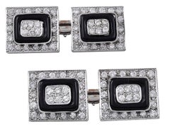 Antique Platinum, Gold, Diamond and Onyx Cufflinks