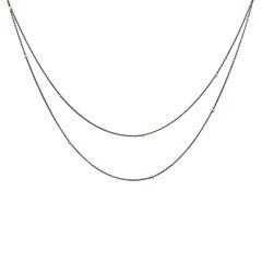 Antique Platinum Long Chain with Micro Pearls