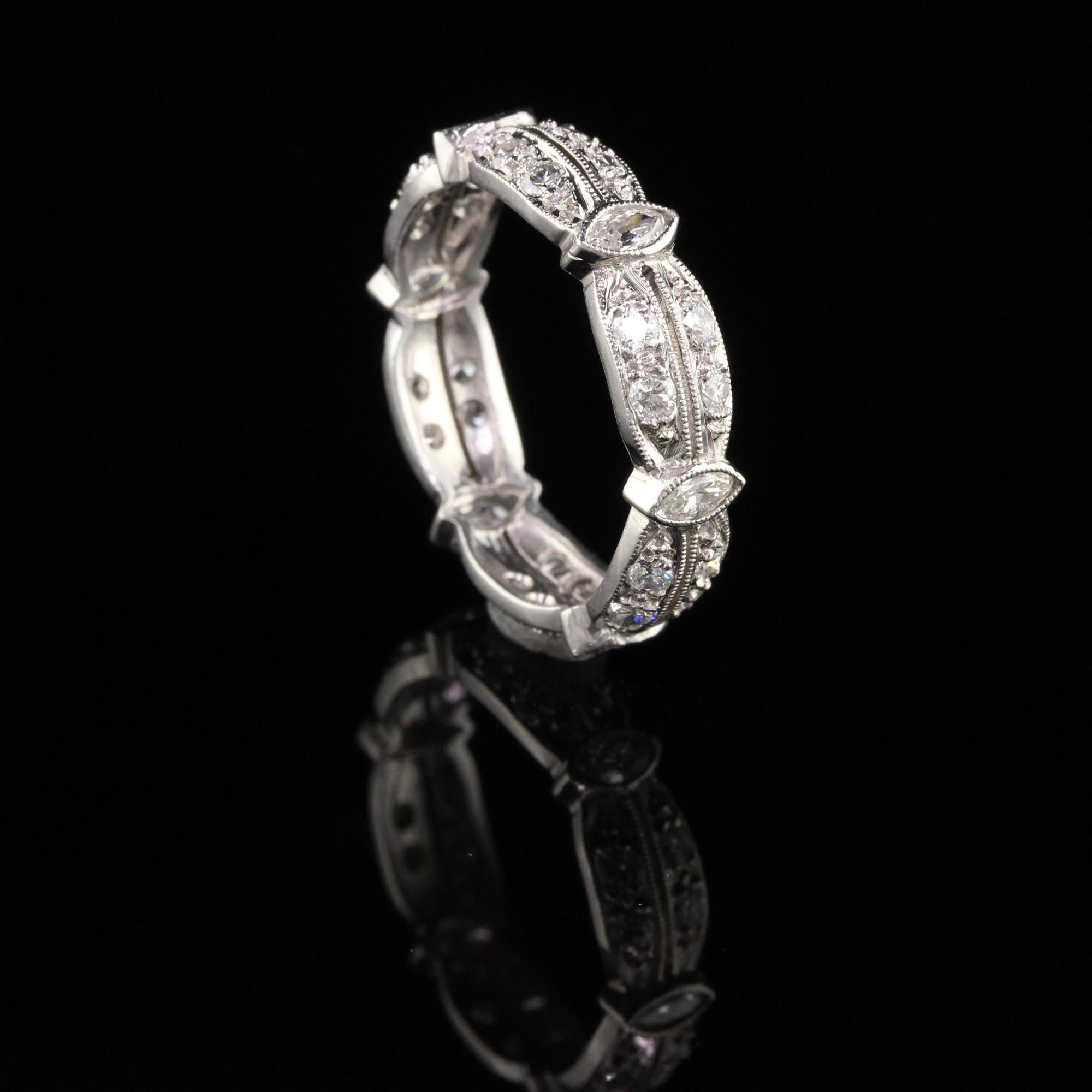 Marquise Cut Antique Platinum Marquise and Old European Diamond Eternity Band