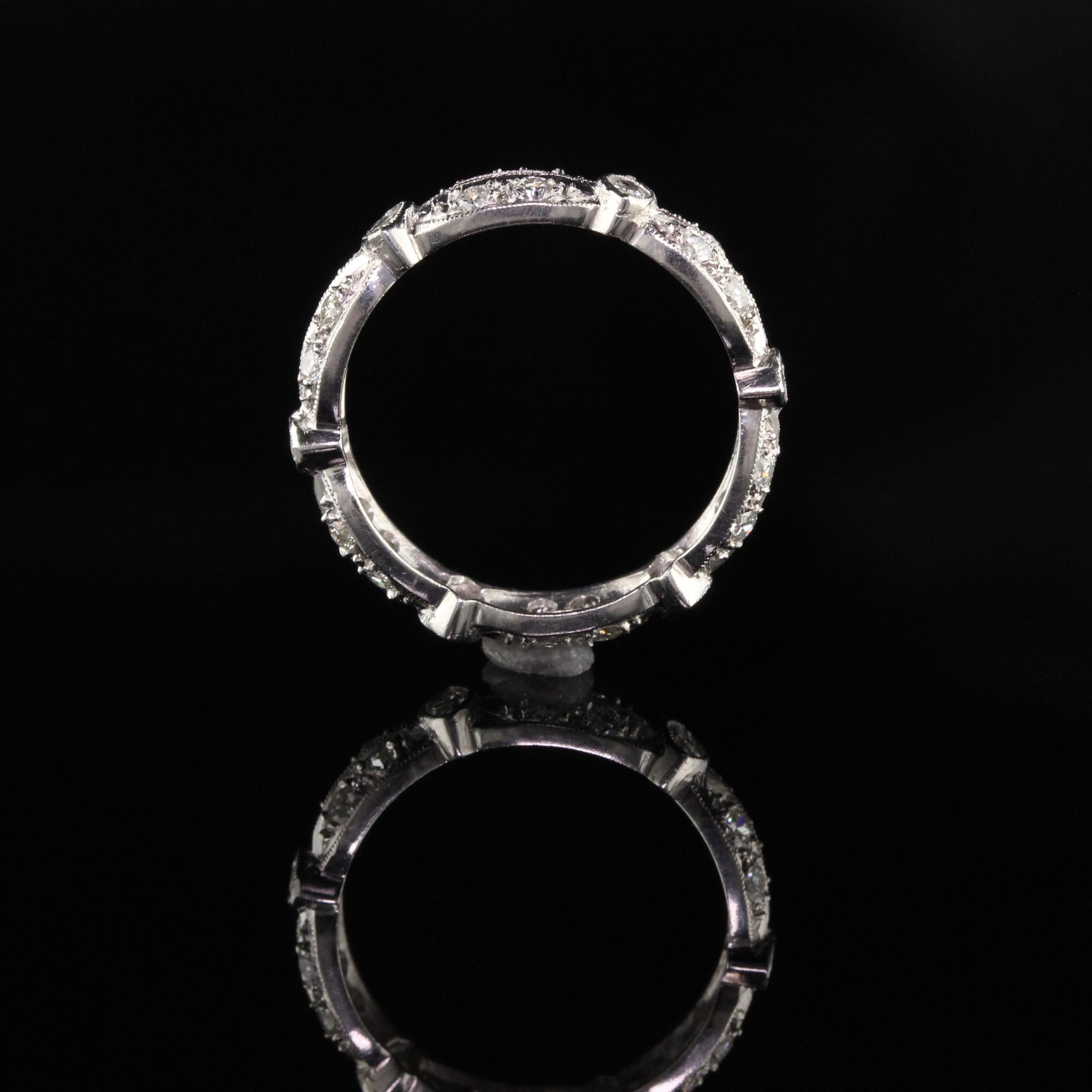 Antique Platinum Marquise and Old European Diamond Eternity Band In Good Condition In Great Neck, NY