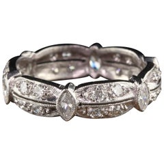 Antique Platinum Marquise and Old European Diamond Eternity Band