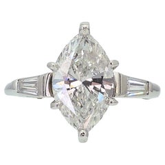 Antique Platinum Marquise Natural 2.03ct Diamond Engagement Ring 4.4g i14528