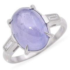 Antique Platinum No Heat Star Sapphire Statement Ring