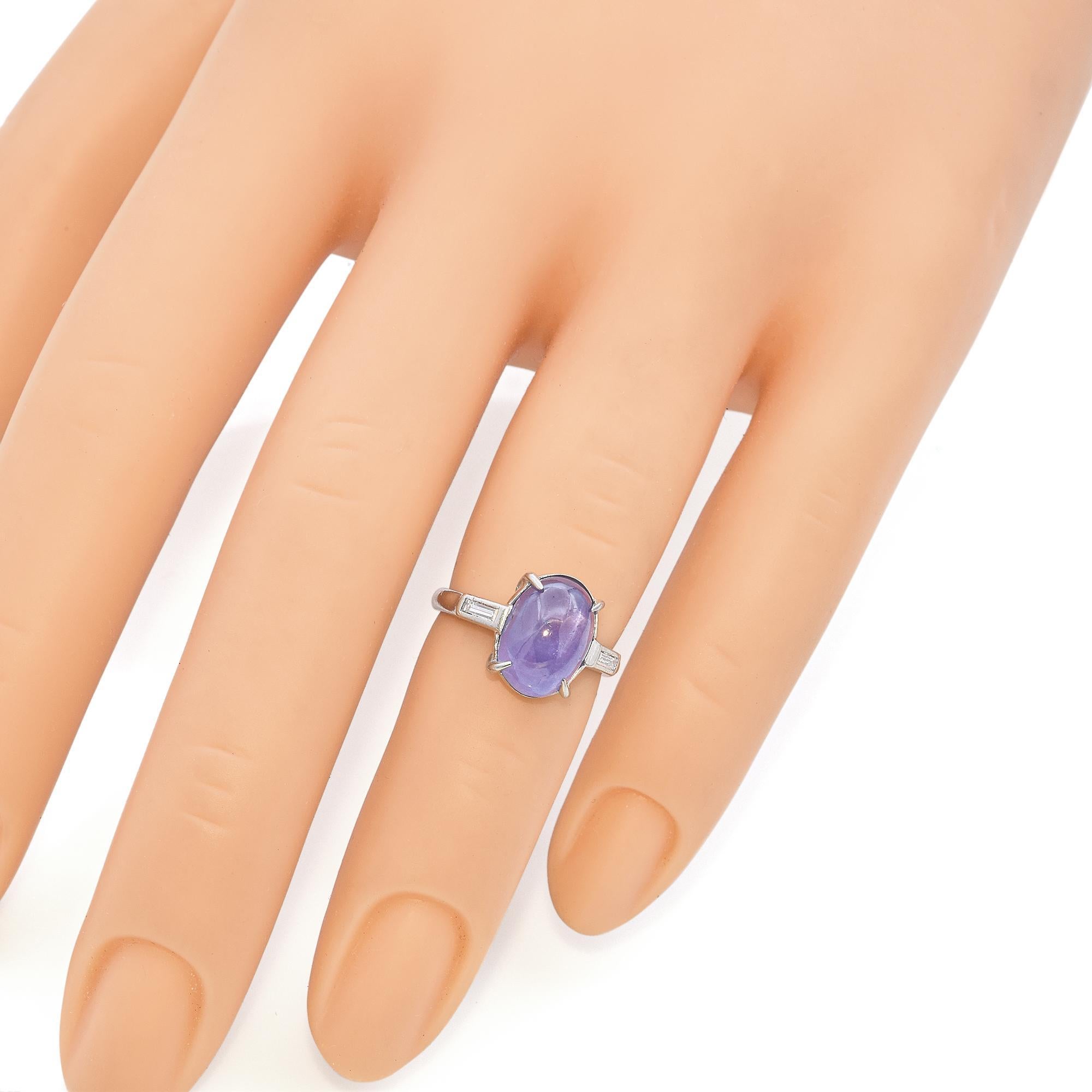 Antiker Platin No Heat Star Sapphire Statement Ring (Cabochon) im Angebot