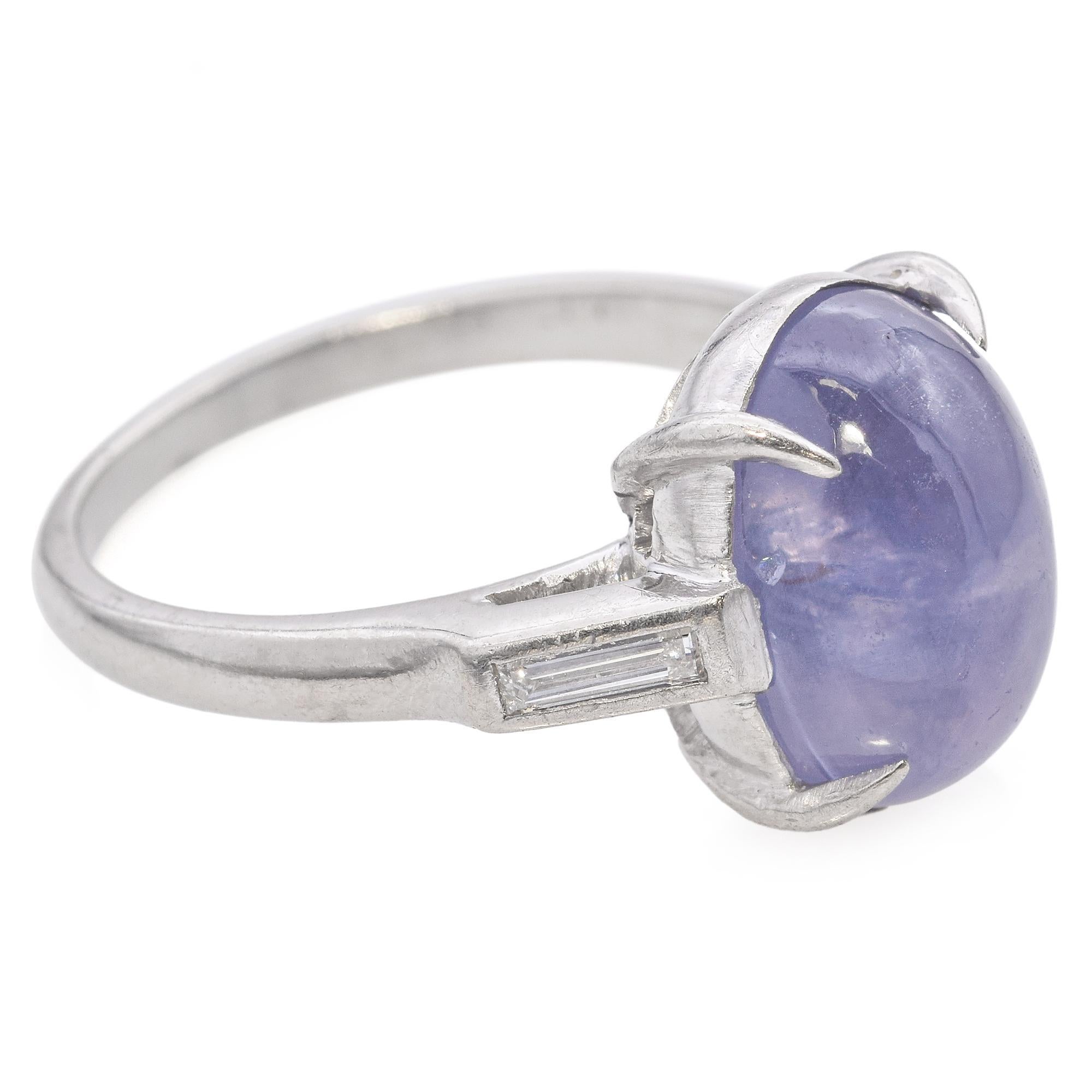 Antiker Platin No Heat Star Sapphire Statement Ring im Angebot 1