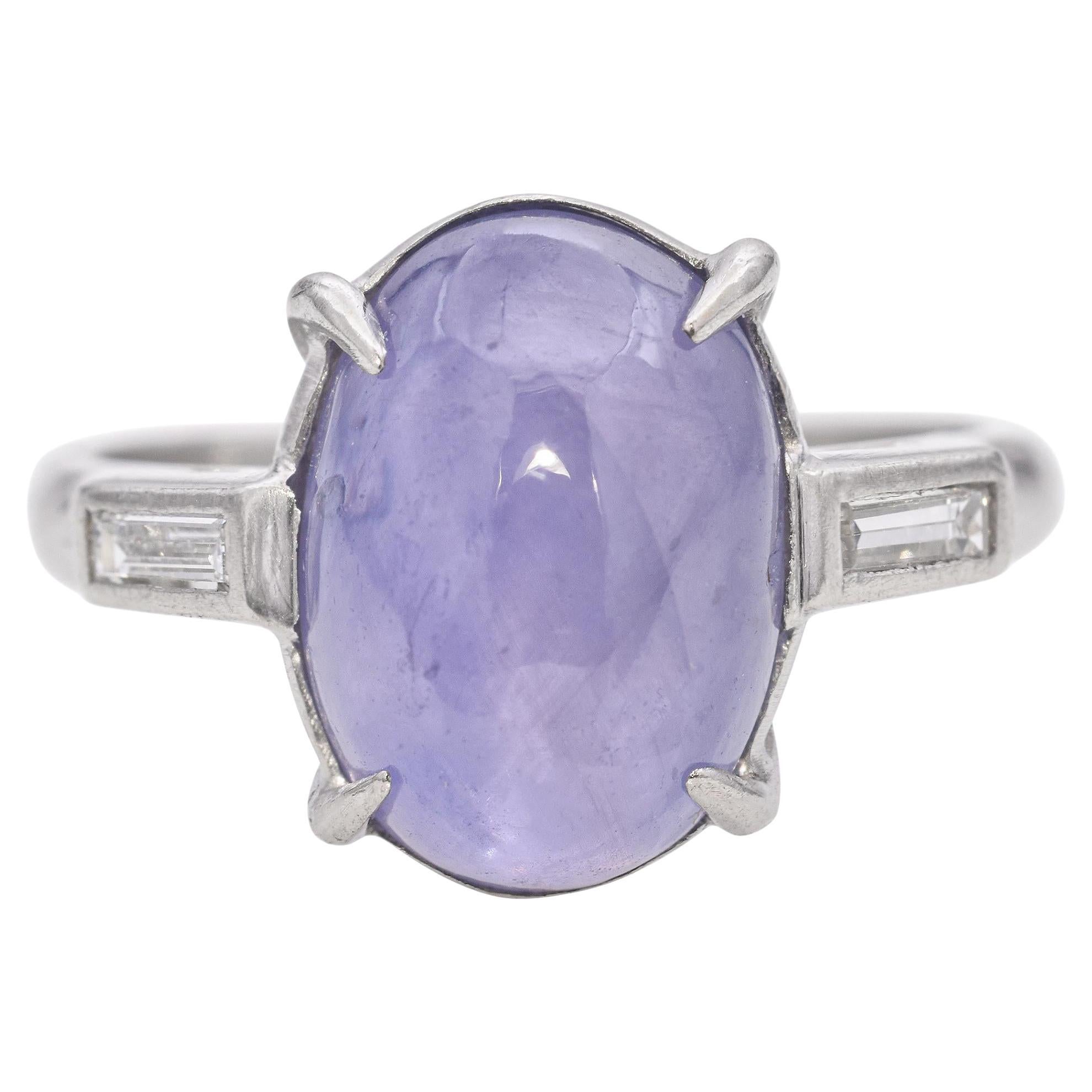 Antique Platinum No Heat Star Sapphire Statement Ring