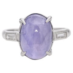 Antiker Platin No Heat Star Sapphire Statement Ring