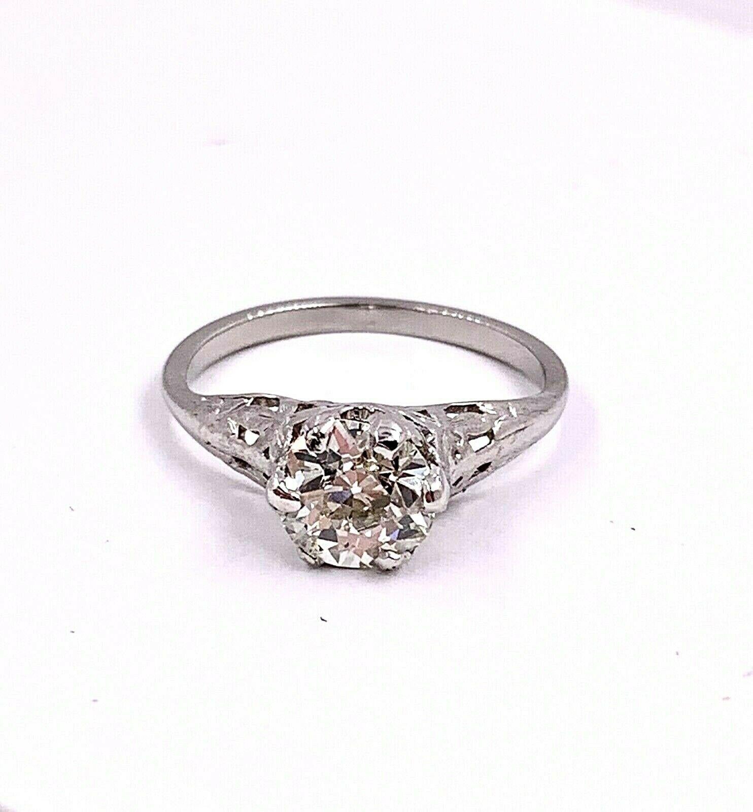 Antique Platinum Old Cut Diamond Engagement Ring 1.01 Carat 5