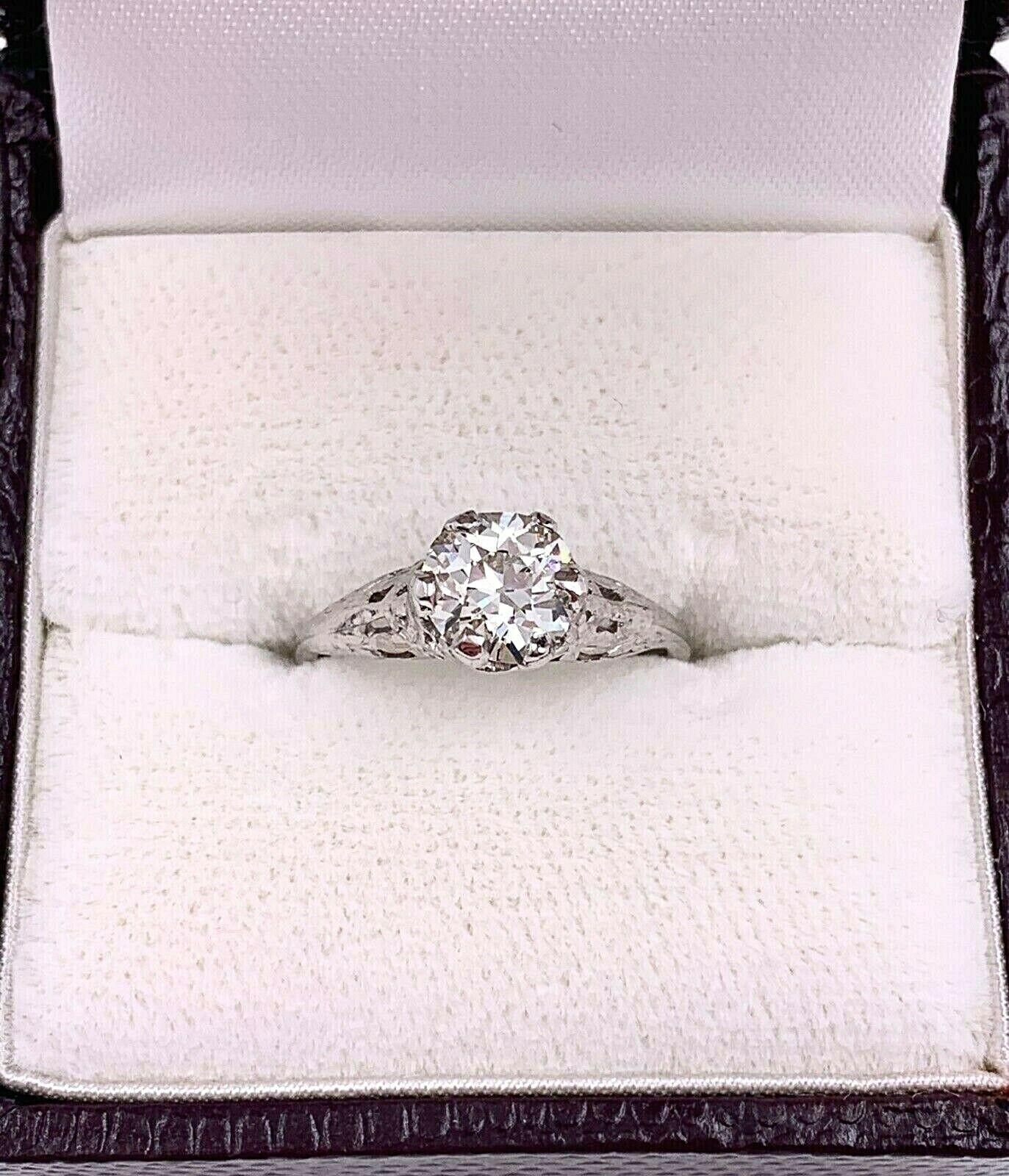 Old European Cut Antique Platinum Old Cut Diamond Engagement Ring 1.01 Carat