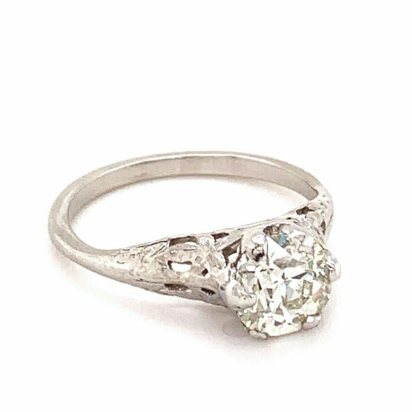 Antique Platinum Old Cut Diamond Engagement Ring 1.01 Carat 4