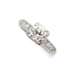 Antique Platinum Old European Accented Diamond Engagement Ring